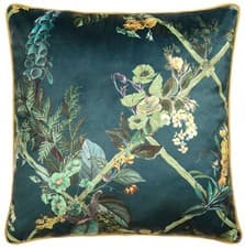 Image of Laurence Llewelyn-Bowen LLB Velvet Floral Sofa Scatter Cushion Cover 55x55 Green