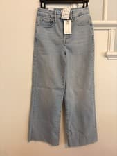 Image of Good American Jeans Womens 2/26 Blue Good Waist Palazzo Crop Wide Leg Stretch