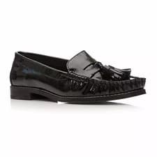 Image of Moda in Pelle Falconi Womens UK 3 EU 36 Black Patent Leather Loafers Flats Shoes