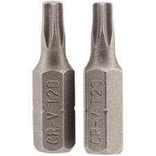Image of Draper T20 Torx Star Screwdriver Bit 1/4" Hex 25mm Long (Pack of 2) 66430