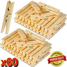 Image of 60x Super Strong Wooden Clothes Pegs Washing Line Laundry Clip Grip Pine Garden