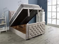 Image of Chesterfield Divan Bed Upholstered Ottoman Storage Bed Frame Base with Headboard