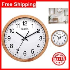 Image of Chic 10-Inch Vintage Wall Clock with Clear Arabic Numbers - Battery Powered