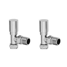 Image of Manual Radiator Valves MRV Towel Rail Angled Straight - Black Chrome