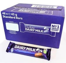 Image of Cadbury Dairy Milk Standard Bars 45g (Pack of 48)