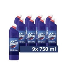 Image of Domestos Original Thick Bleach disinfectant, unstoppable strength 9x 750 ml