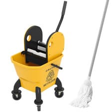 Image of 26L Mop Bucket with Wringer Wheels Mop Included - Yellow