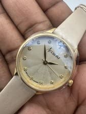 Image of New Accurist Dress 28mm Womens Round Gold Analogue Watch with Cream Strap
