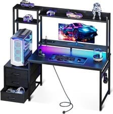 Image of Coles home Gaming Desk with Drawers & Display Shelves, 120×48 Cm Computer Desk