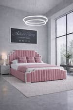 Image of Modern Luxury Coniston Hexa Silver Strip Bed Colour/Size/Storage/Mattress Option