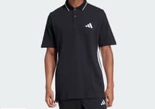 Image of Adidas Essentials 3-Stripes Piqué Polo Shirt Medium Black/White Men’s Casual