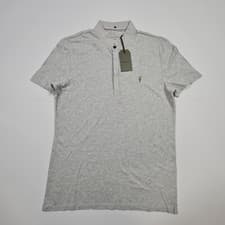 Image of AllSaints Mens Polo Shirt Grey Small Grail Short Sleeves Jersey Top