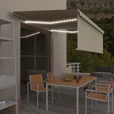 Image of WALPLUS Manual Retractable Awning with Blind & LED 4x3m Cream Colour
