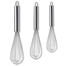 Image of Stainless Steel Egg Whisk Set of 3 Pcs Durable Wire Whisk for Cooking and Baking