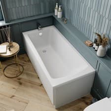 Image of 1500/1600/1700 Modern Bathroom Single Ended Wide Square Bath Bathtub Gloss White
