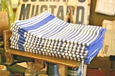 Image of Blue & White Stripe Tea Towels X 5 / Heavy Duty / 100% Cotton / Traditional.