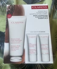 Image of Clarins Body Moisture Gift Set Moisture Rich Lotion Hand Treatment & Scrub BNIB