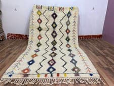 Image of Authentic Moroccan Berber Rug 5x8 ft Handmade Wool Beni Ourain Style Boho Rug
