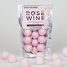 Image of Scented Bath Bombs Rosé Wine Fragranced Bath Fizzers Glitter Pink 150g Balls