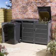 Image of Triple Metal Wheelie Bin Store Anthracite Grey Horizontal Steel Bar Doors