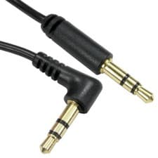 Image of 3.5mm Audio Jack Lead Right Angled to Straight Stereo Plug Cable Aux Black GOLD