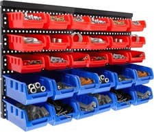 Image of 32 PCS WALL MOUNTED GARAGE STORAGE BIN WORKSHOP ORGANISER RACK DIY TOOL BOXES