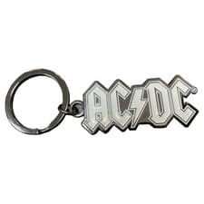Image of AC/DC White Text Logo Keychain  Official Rock Band Merch