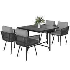 Image of Outsunny 5 Piece Garden Furniture Set, Garden Dining Set with 4 Chairs