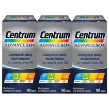 Image of Centrum Advance 50 Plus Multivitamin & Mineral Tablets, Pack of 100 X 3