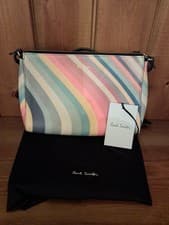 Image of PAUL SMITH SWIRL Pochette Women's Leather stripe Cross body Shoulder BAG