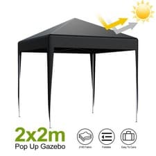 Image of 2m x 2 m Pop Up Gazebo Marquee Outdoor Garden Party Tent Canopy Black/Grey/Blue