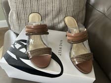 Image of BNIB Nine West Chocolate Brown Heeled Mules Size 4 37 Races Wedding Cruise Party