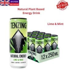 Image of TENZING Natural Energy Drink, Plant Based Vegan & Gluten Free 250ml (Pack of 12)