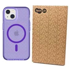 Image of Tech21 Case For iPhone 14 Evo Check MagSafe Cover Shockproof Purple Lavender