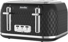 Image of Breville VTT786 Curve Collection 4 Slice Toaster 2100W 9 Settings - Black Gloss