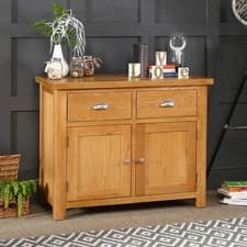 Image of Cheshire Oak Sideboard Medium 2 Drawer 2 Door Shelves Furniture Living Room