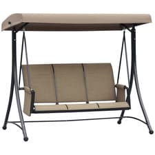 Image of Outsunny 3 Seat Metal Fabric Backyard Balcony Patio Swing Chair w/ Canopy Brown