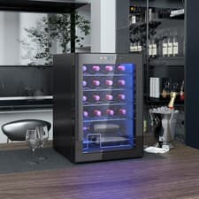 Image of Quiet Freestanding Wine Fridge, 20 Bottle Under Counter Wine Cooler Fridge