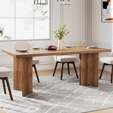 Image of Wooden Dining Room Table for 4-6 Person,63-inch Rectangular Kitchen Dining Table