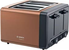 Image of Bosch DesignLine Plus TAT4P449GB 4 Slot Stainless Steel Toaster - Copper