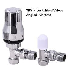 Image of Thermostatic TRV Angled/Corner/Straight Lockshield Radiator Valves Set One Pair