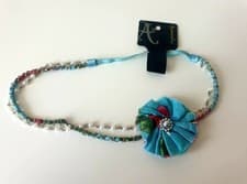 Image of ACCESSORIZE Hair Band/Headband w Pearls, Turquoise Flower & Silver Chain RRP£8