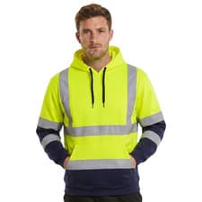 Image of Hi Viz High Visibility Pullover Hoody Safety Workwear Jumper Sweatshirt Hooded