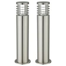 Image of Set of 2 Modern Brushed Stainless Steel 50cm IP44 Outdoor Garden Post Lights