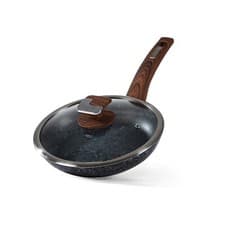 Image of Non-Stick Frying Pan with Lid 28cm | Granite Coated Induction Compatible- Houszy