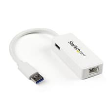 Image of StarTech USB 3.0 to Gigabit Ethernet Adapter NIC w/ USB Port - White