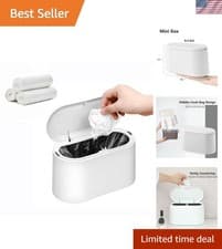 Image of Mini Trash Can with Lid,Small Desk Trash Can,Countertop Mini Garbage Cans,Tin...