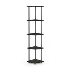 Image of Furinno TURN-N-TUBE Corner Shelf, 5-Tier Corner Bookshelf, Black