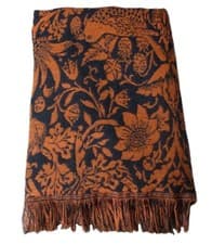 Image of William Morris Throw Blanket - Nutmeg - Strawberry Thief Design - Shruti Designs