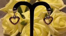 Image of Hot Diamonds Sterling Silver & Gold Diamond Heart Drop Earrings BNIB 7.1g